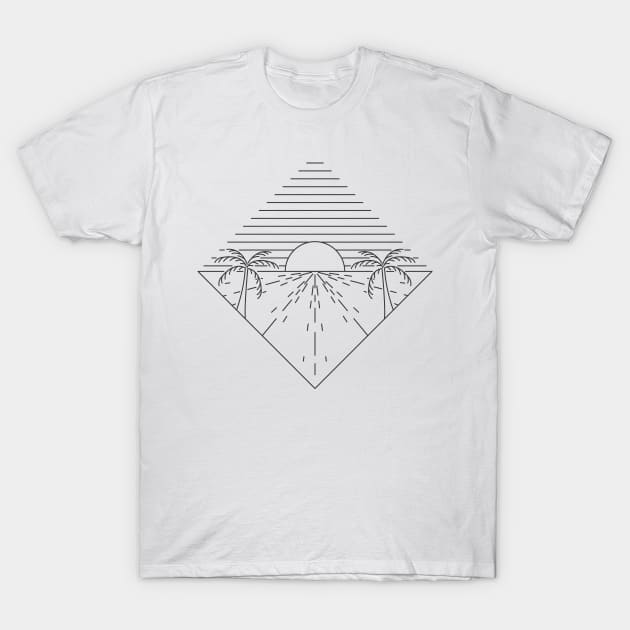 Sunset Palms Retro Lines T-Shirt by JDP Designs